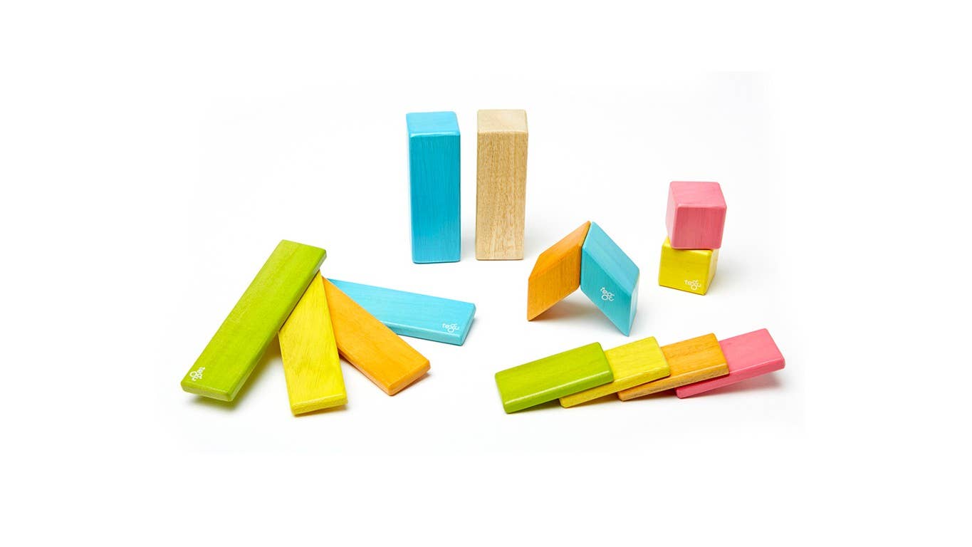 Tegu - 14 Piece Magnetic Wooden Block Set: Blues