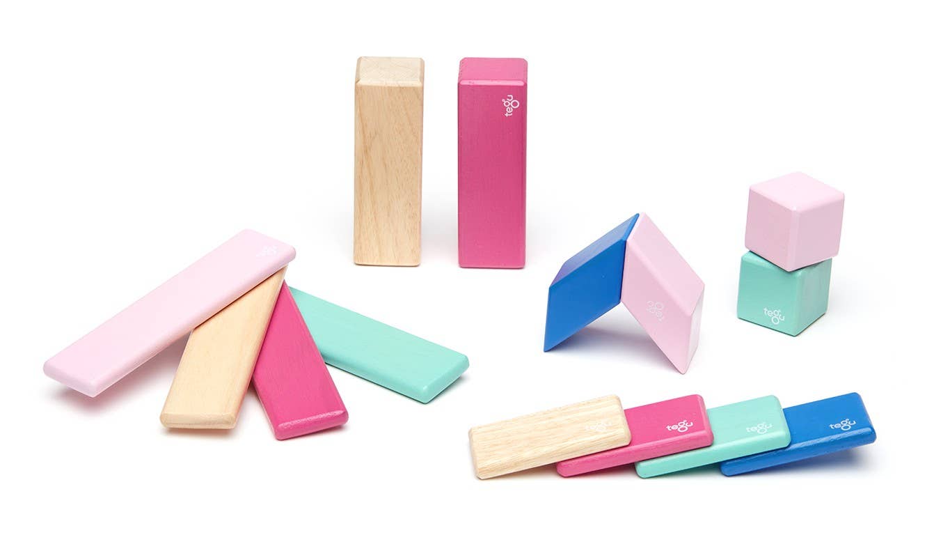 Tegu - 14 Piece Magnetic Wooden Block Set: Blues