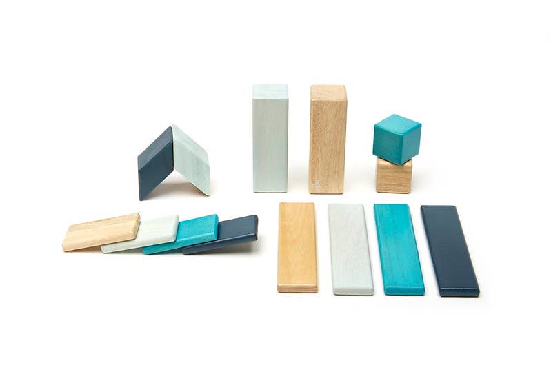 Tegu - 14 Piece Magnetic Wooden Block Set: Blues