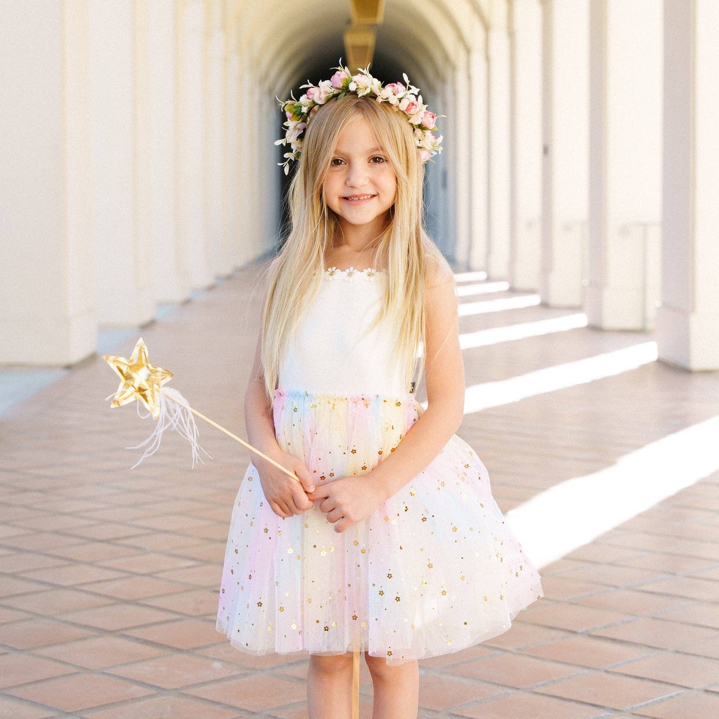 Petite Hailey - Flower Lace Tutu Dress: Peach / 3