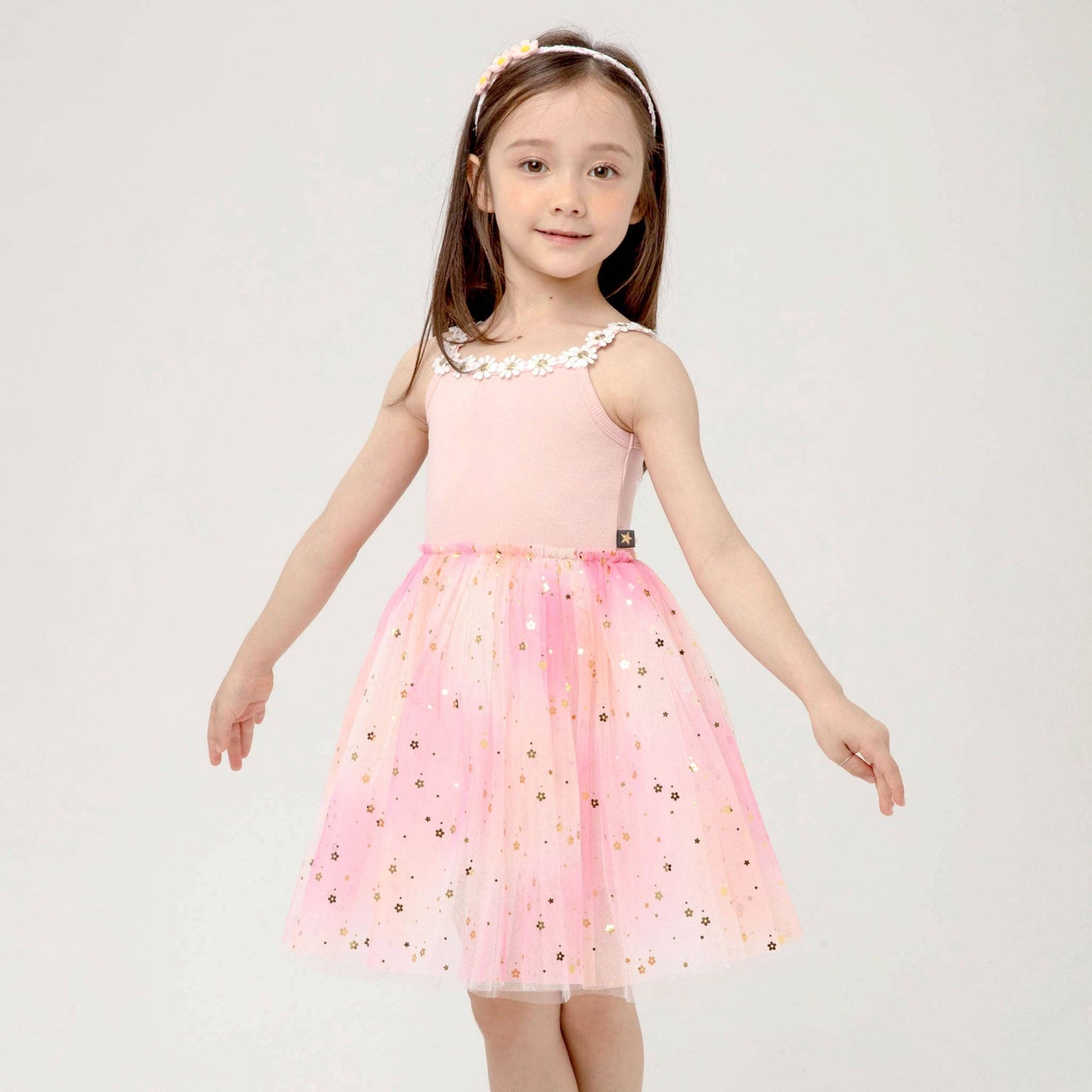 Petite Hailey - Flower Lace Tutu Dress: Peach / 3