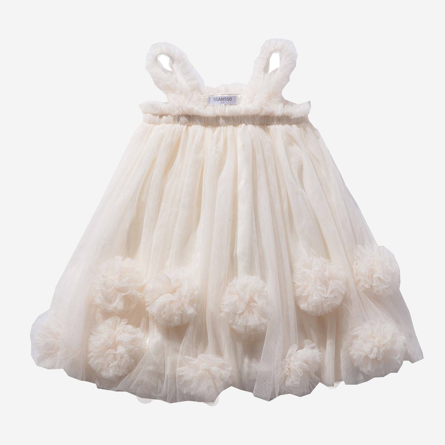 Petite Hailey - PomPom Tutu Dress: Ivory / 3-4yr