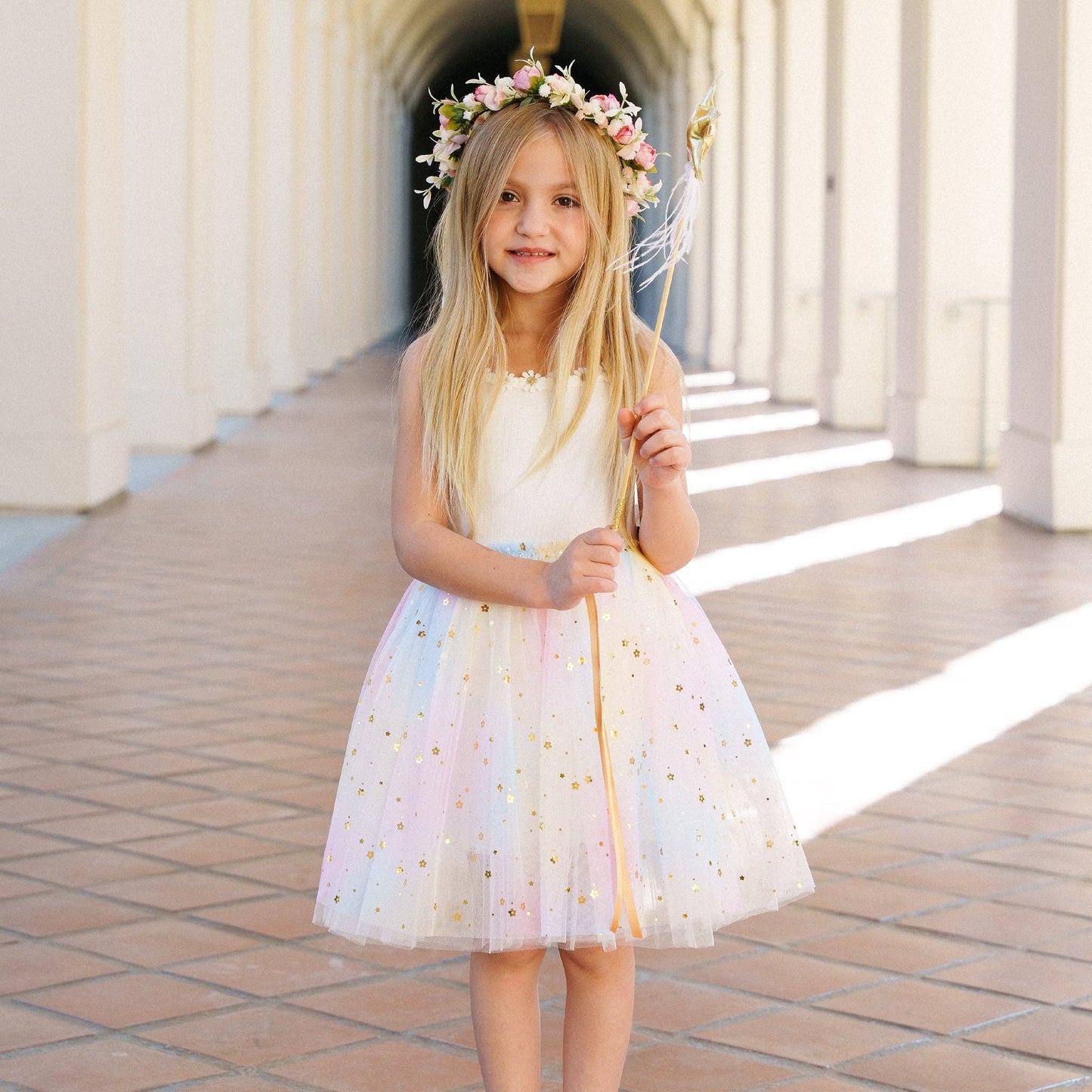 Petite Hailey - Flower Lace Tutu Dress: Peach / 3