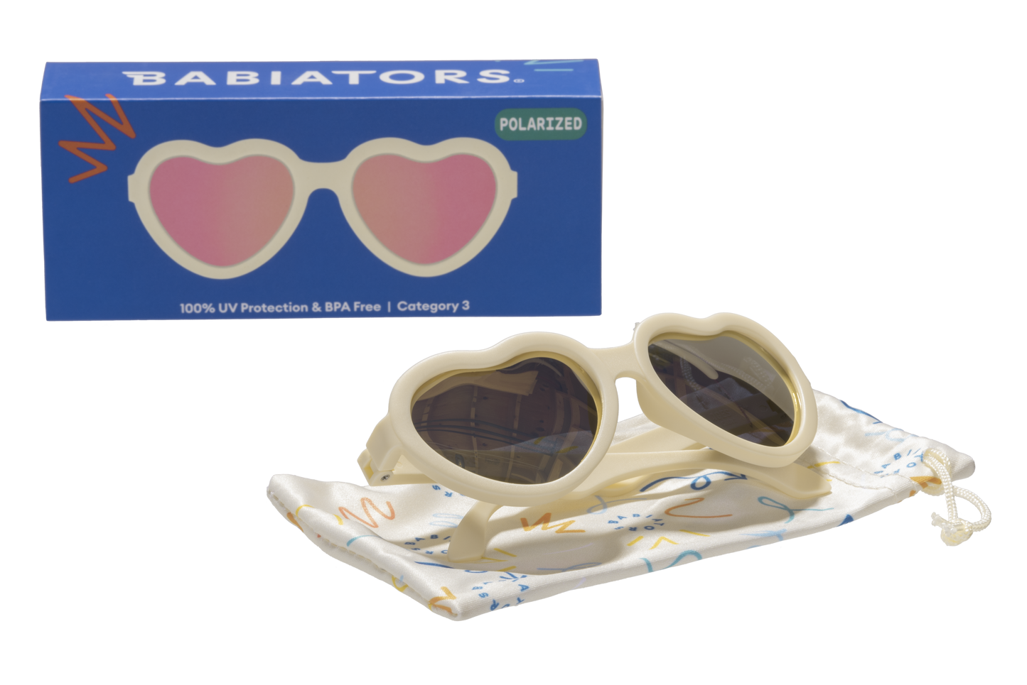 Babiators - Sweet Cream Polarized Heart Sunglasses with Mirrored Lens