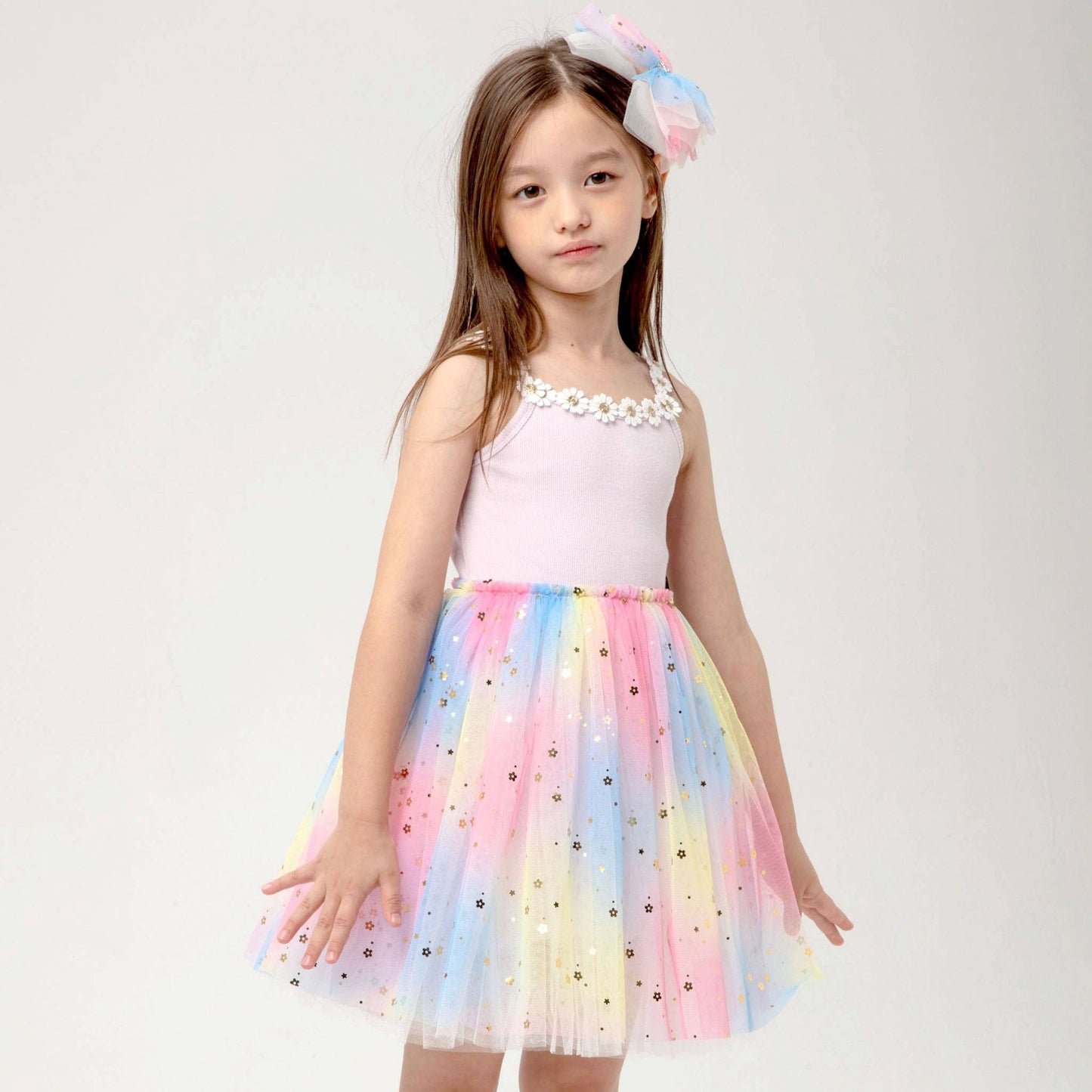 Petite Hailey - Flower Lace Tutu Dress: Peach / 3