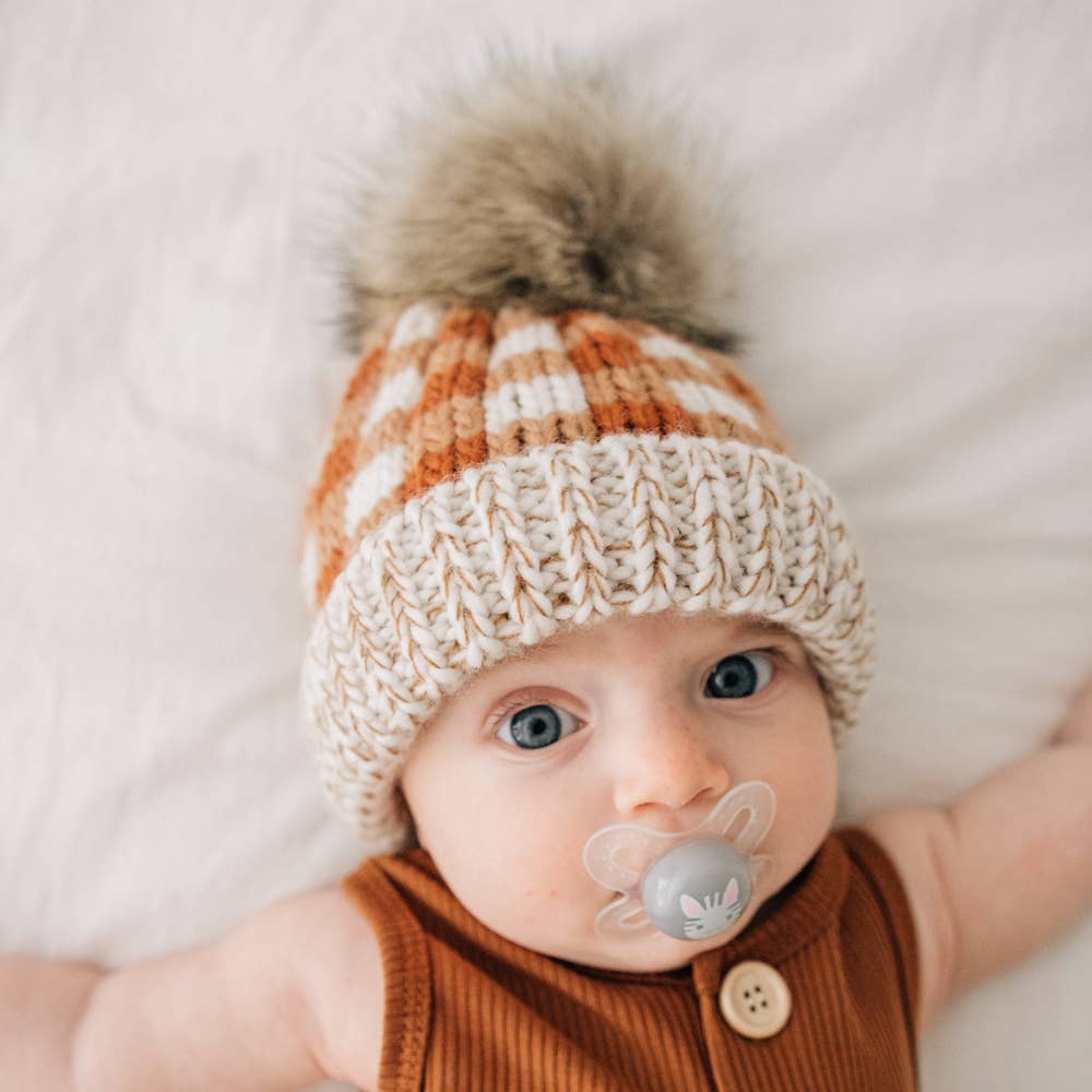 Sienna Buffalo Check Pom Pom Beanie Hat Baby & Kids: L (2-6 years)
