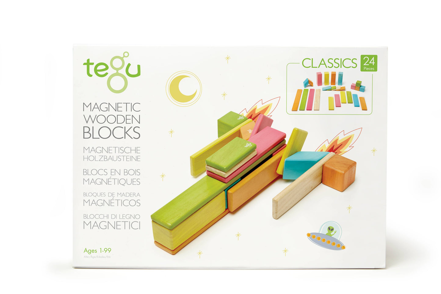 Tegu - 24 Piece Magnetic Wooden Block Set: Tints