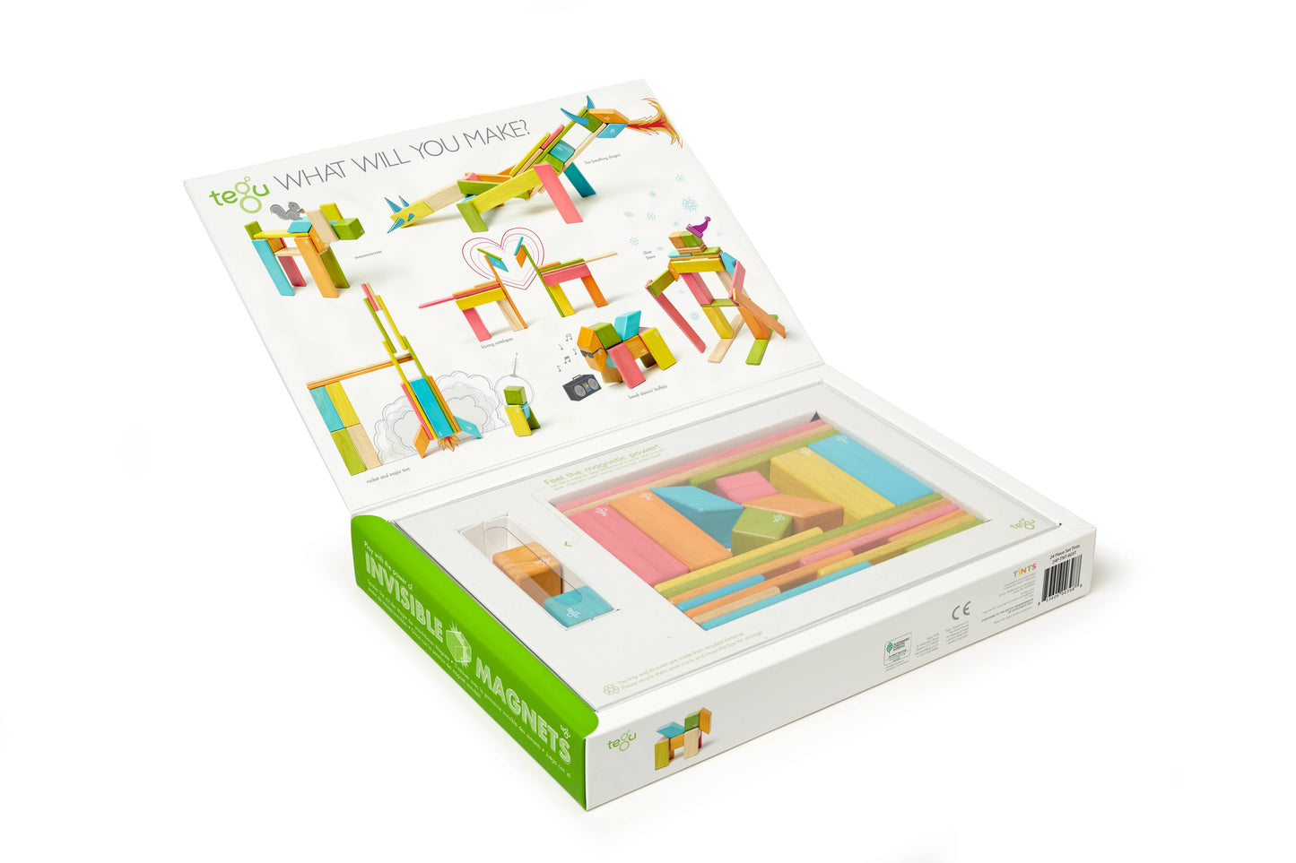 Tegu - 24 Piece Magnetic Wooden Block Set: Tints