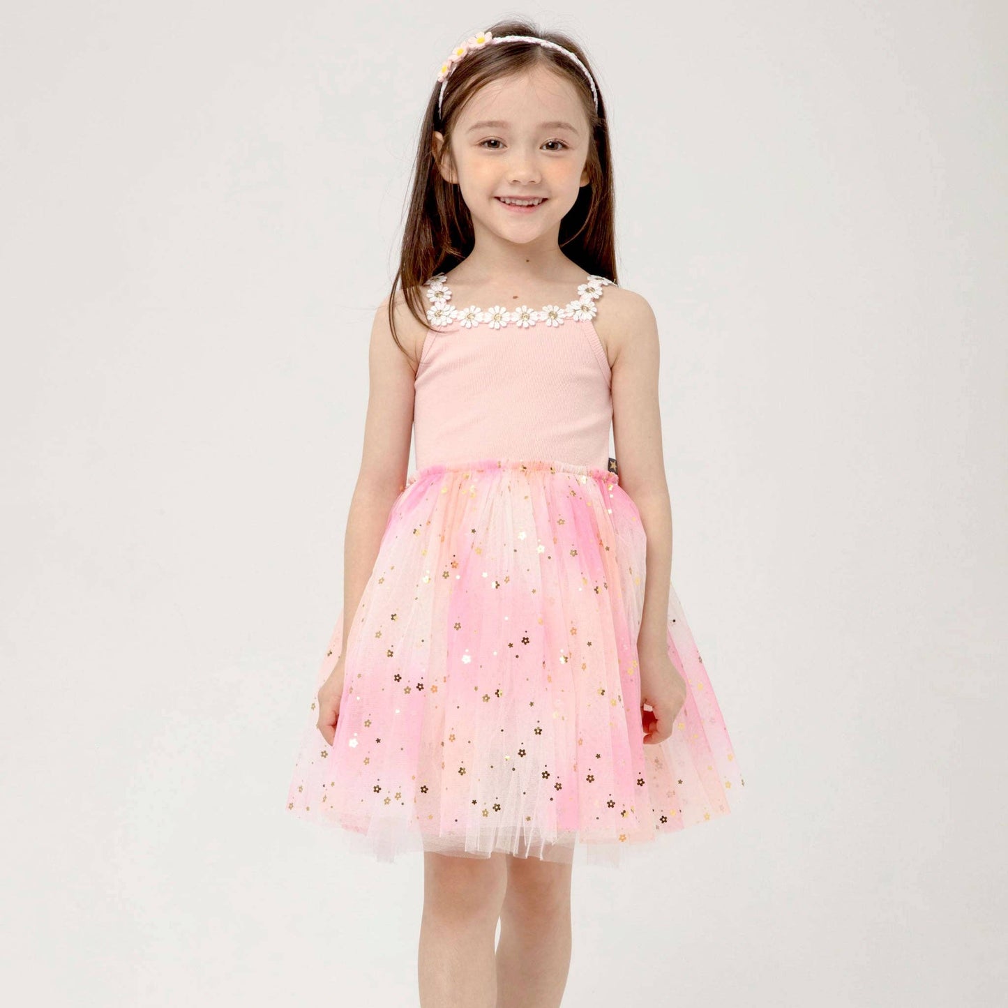 Petite Hailey - Flower Lace Tutu Dress: Peach / 3