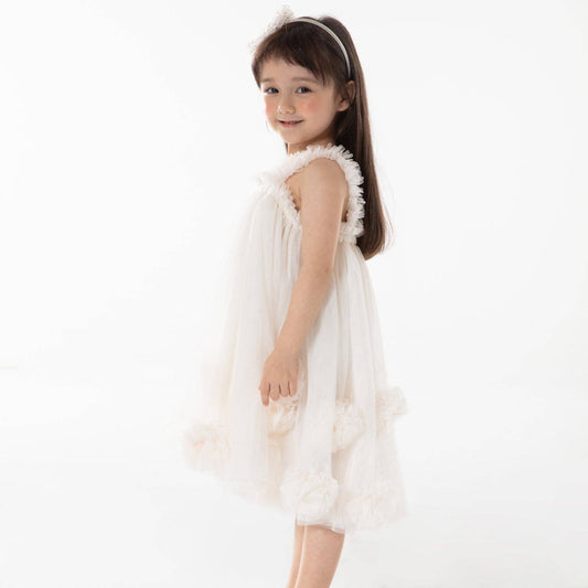Petite Hailey - PomPom Tutu Dress: Ivory / 3-4yr