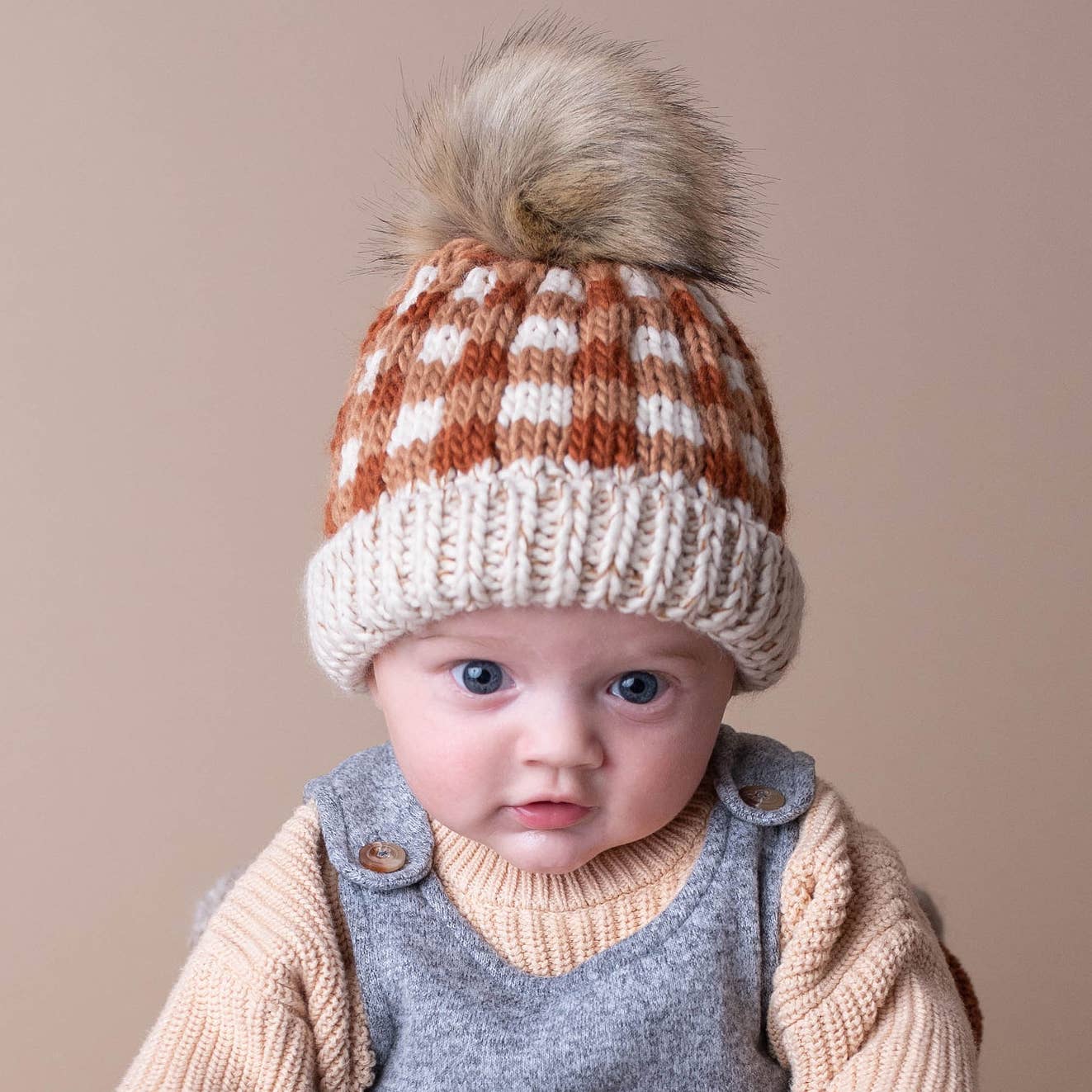 Sienna Buffalo Check Pom Pom Beanie Hat Baby & Kids: L (2-6 years)