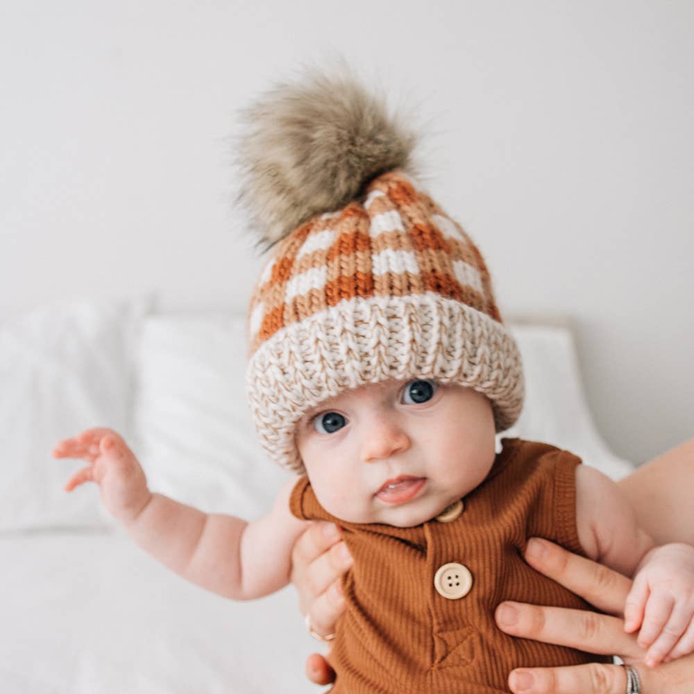 Sienna Buffalo Check Pom Pom Beanie Hat Baby & Kids: L (2-6 years)