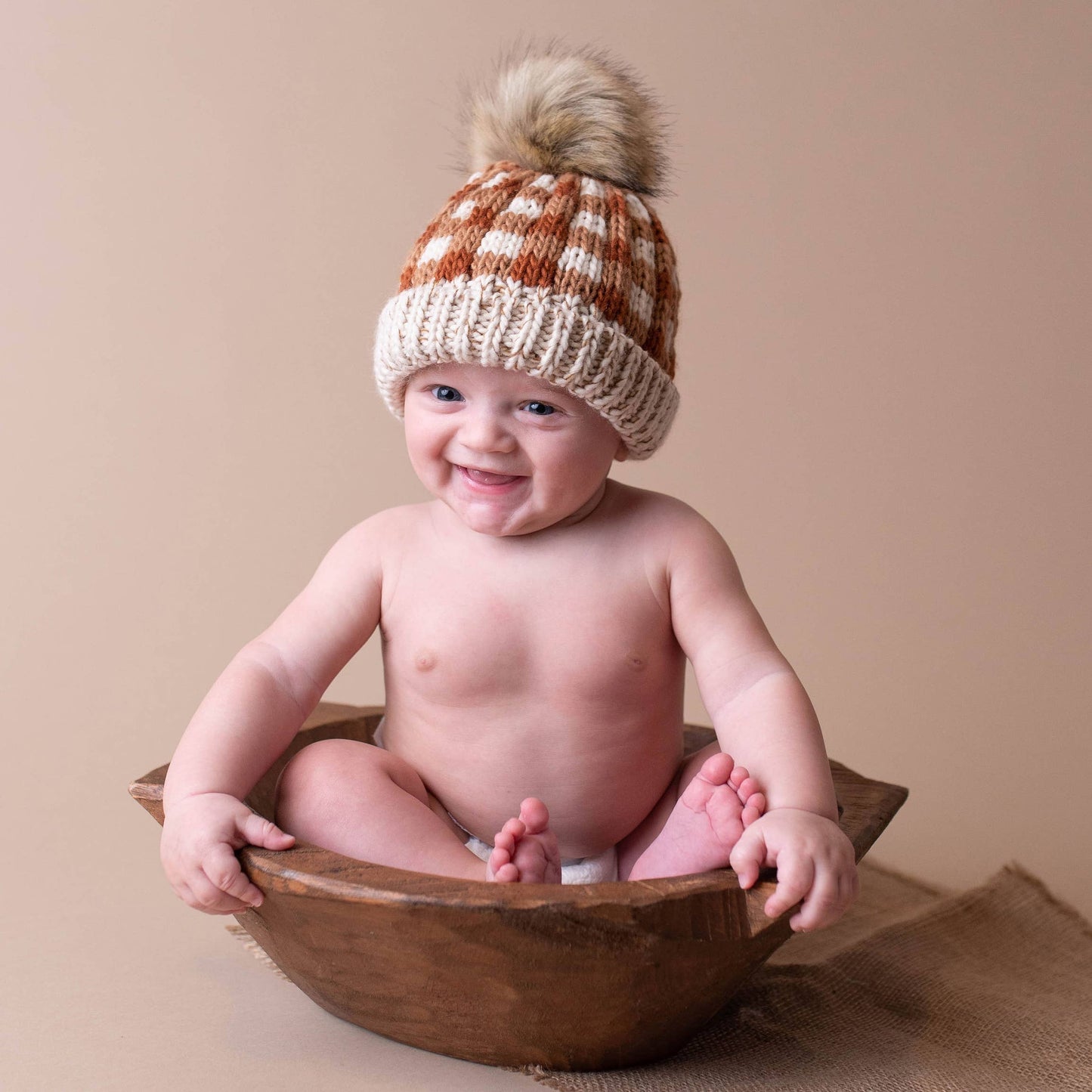 Sienna Buffalo Check Pom Pom Beanie Hat Baby & Kids: L (2-6 years)
