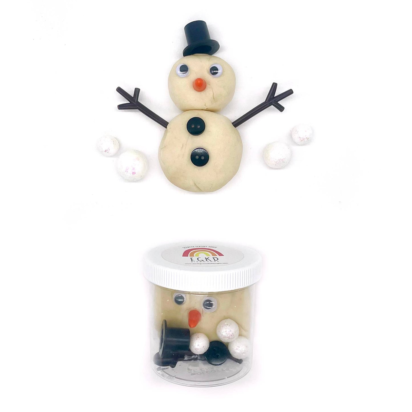 Earth Grown KidDoughs (KidDoughs by EGKD) - Snowman Mini Dough-To-Go