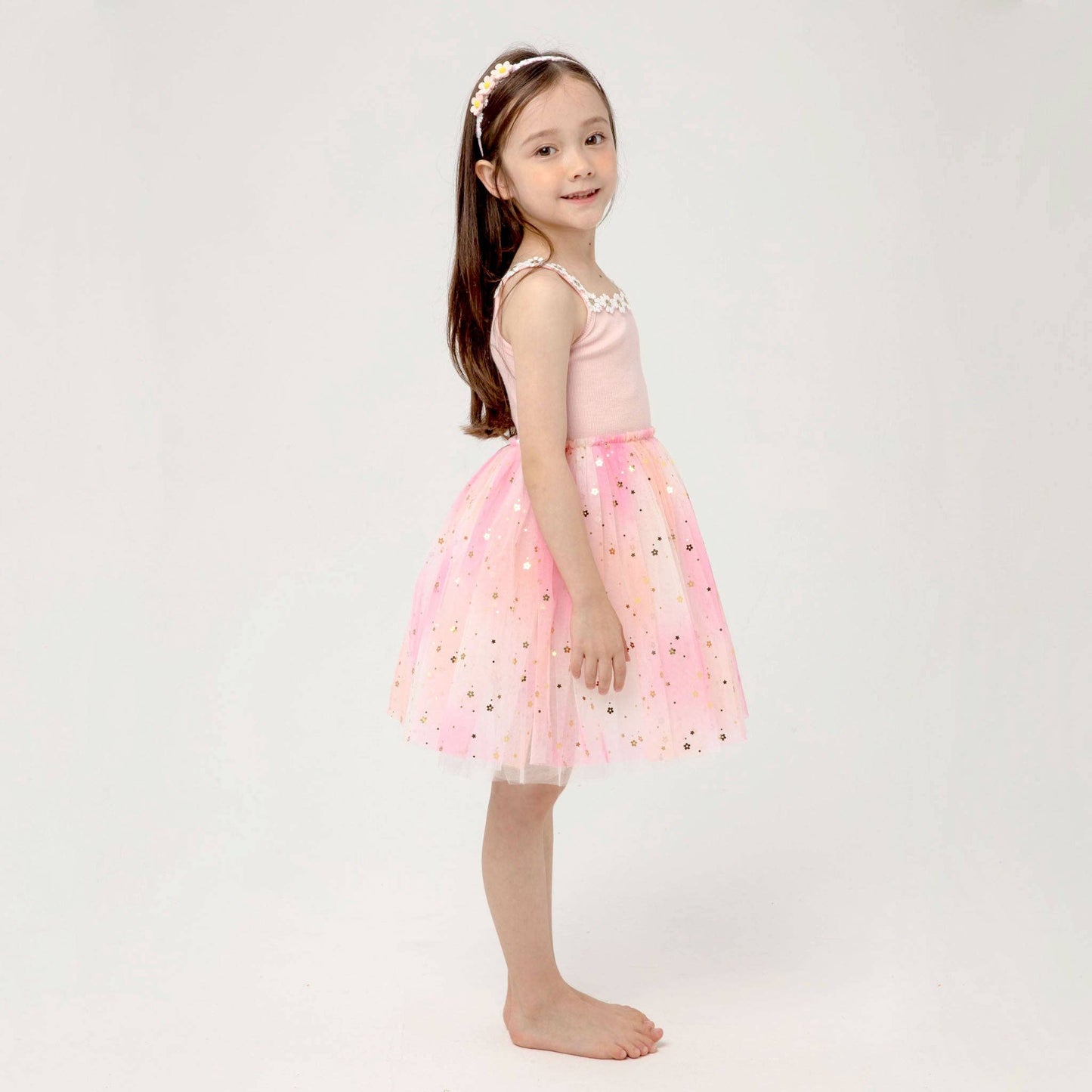 Petite Hailey - Flower Lace Tutu Dress: Peach / 3