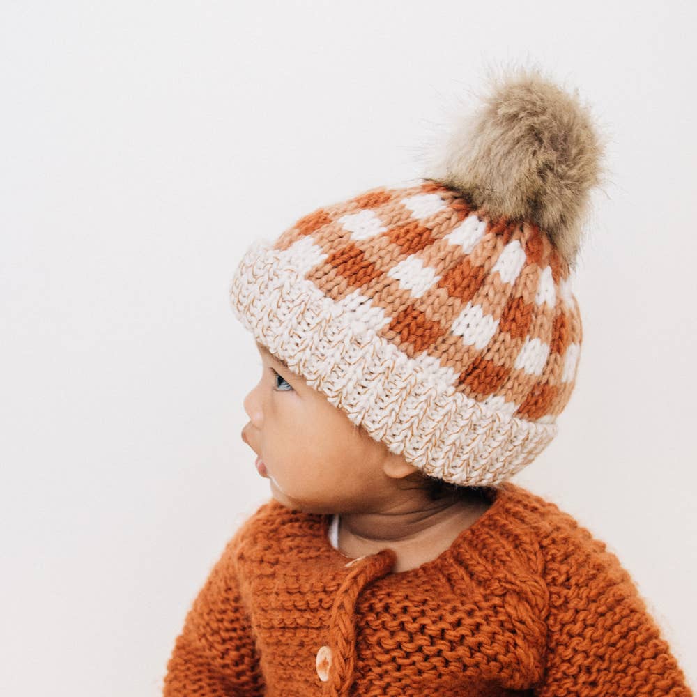 Sienna Buffalo Check Pom Pom Beanie Hat Baby & Kids: L (2-6 years)