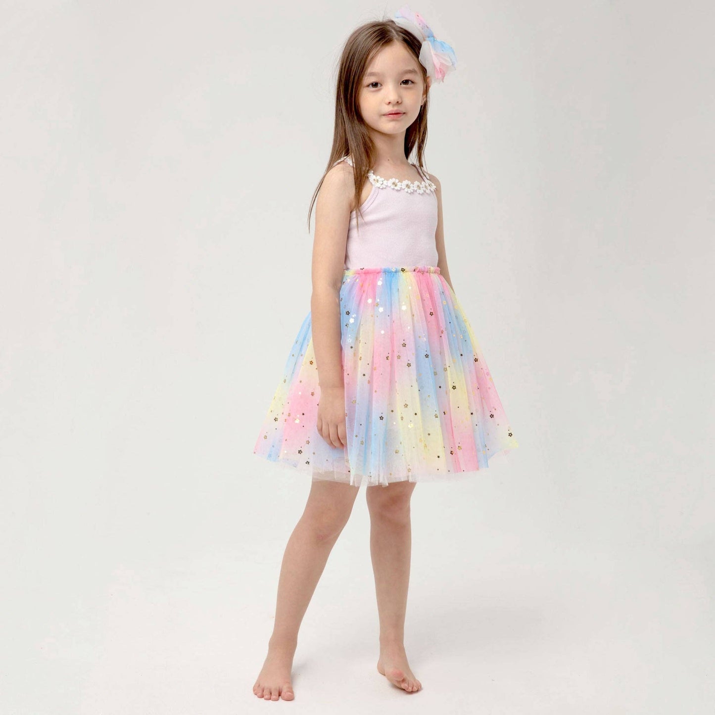 Petite Hailey - Flower Lace Tutu Dress: Peach / 3