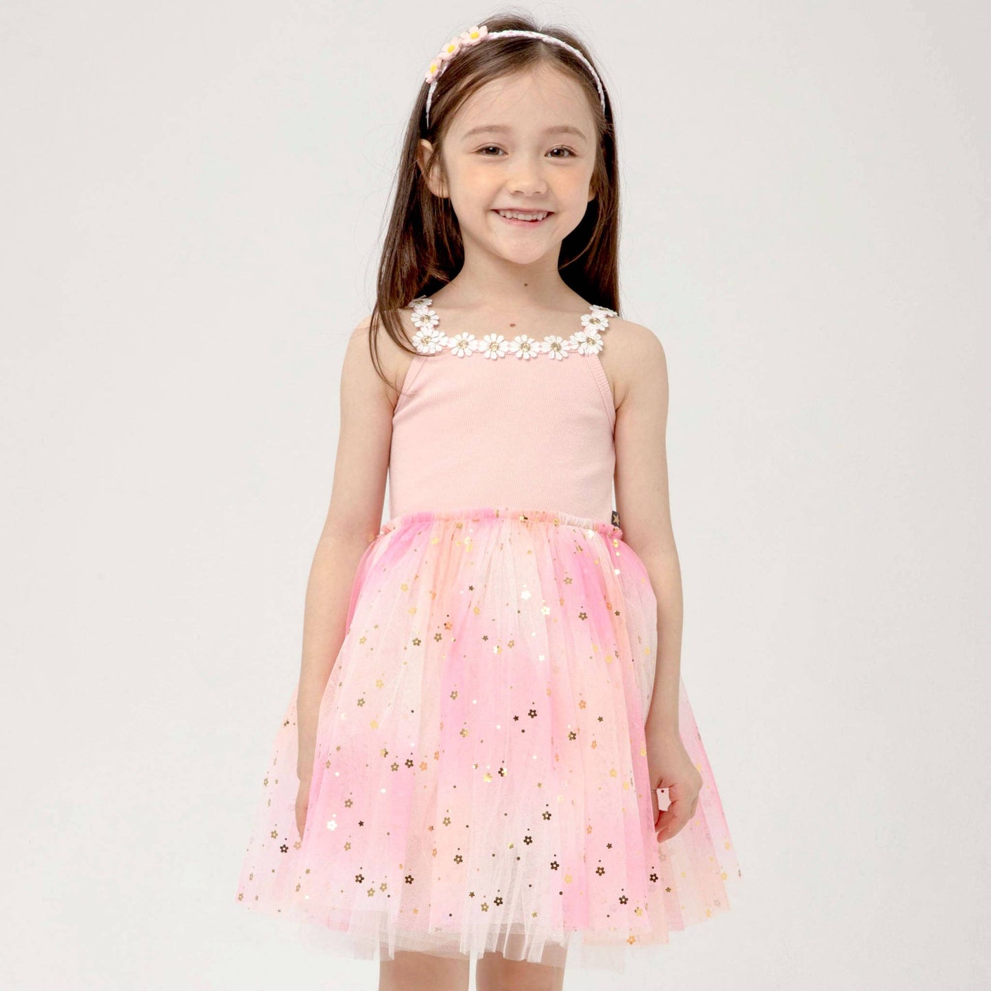 Petite Hailey - Flower Lace Tutu Dress: Peach / 3