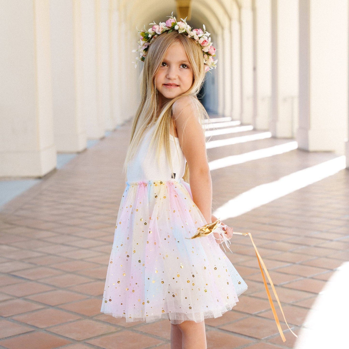 Petite Hailey - Flower Lace Tutu Dress: Peach / 3