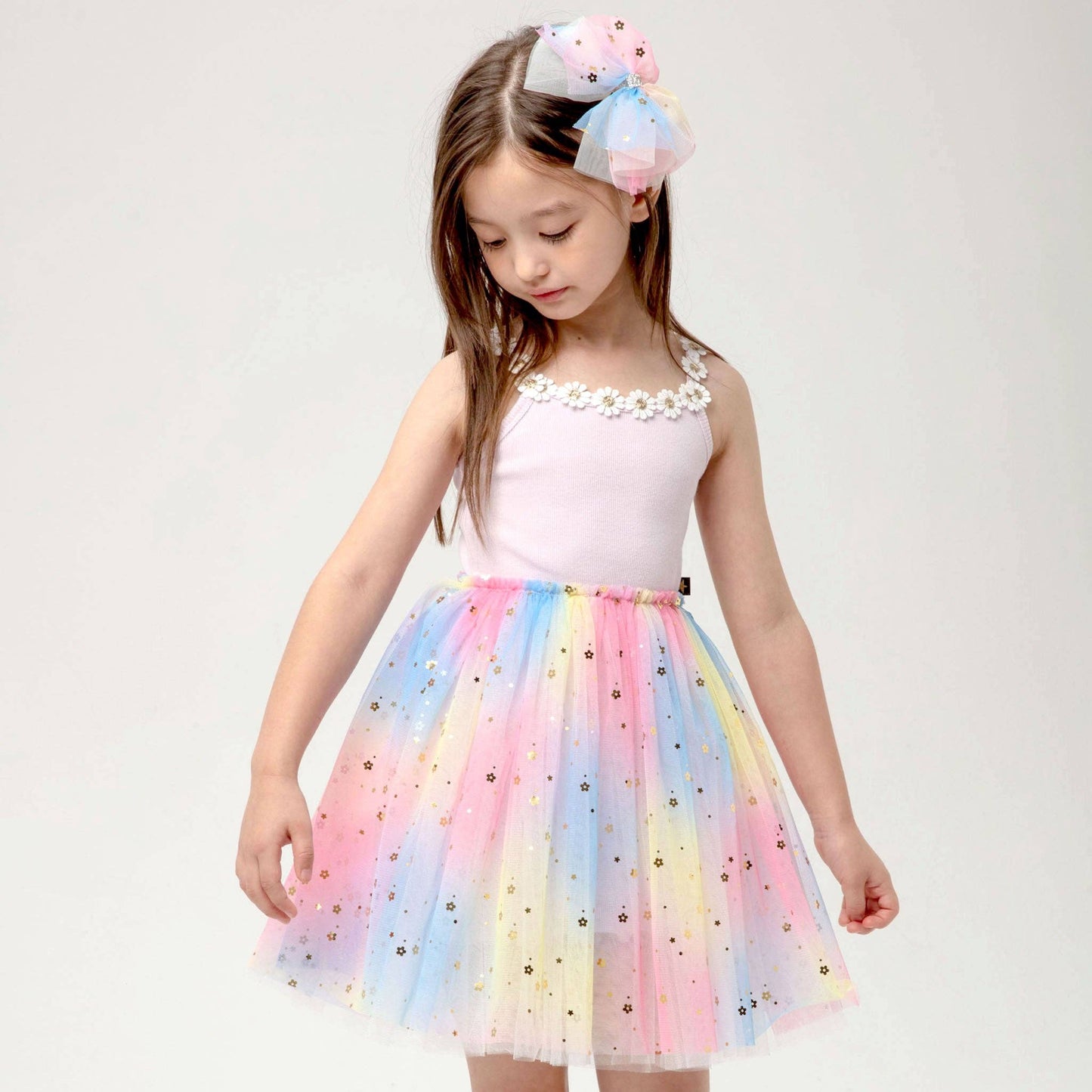 Petite Hailey - Flower Lace Tutu Dress: Peach / 3