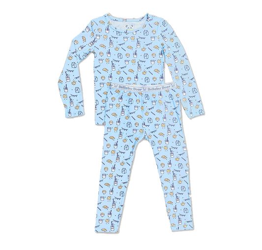 Bellabu Bear - Milk and Cookies Blue Bamboo Two-Piece Set: 4T