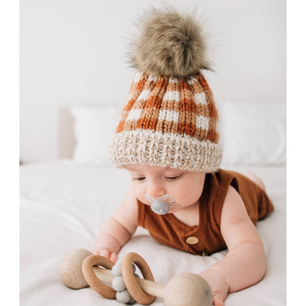 Sienna Buffalo Check Pom Pom Beanie Hat Baby & Kids: L (2-6 years)