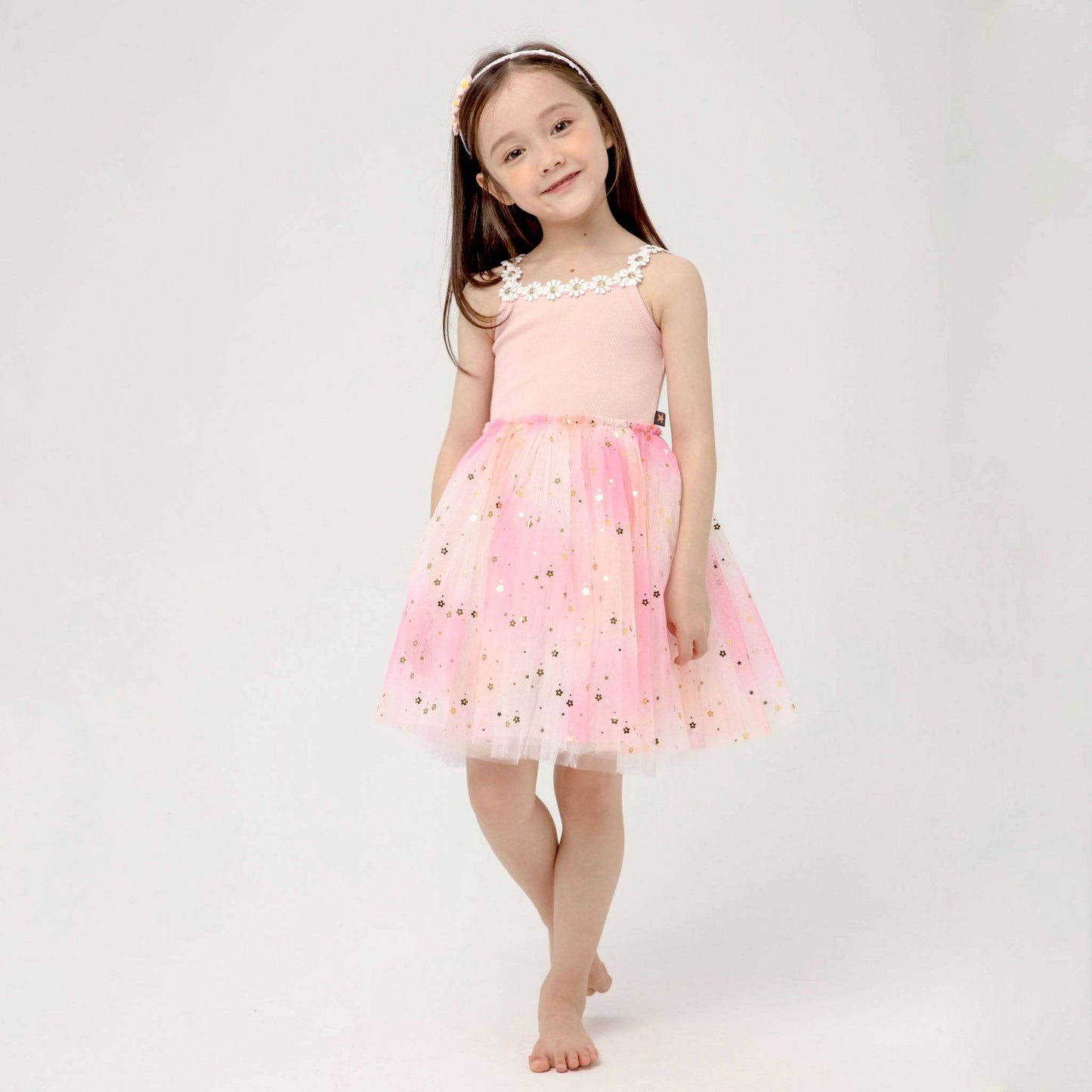 Petite Hailey - Flower Lace Tutu Dress: Peach / 3