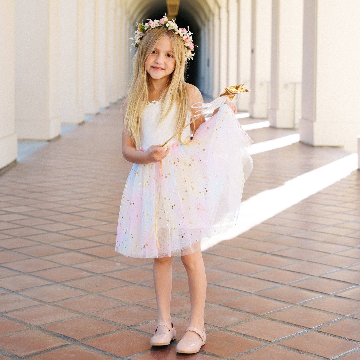 Petite Hailey - Flower Lace Tutu Dress: Peach / 3