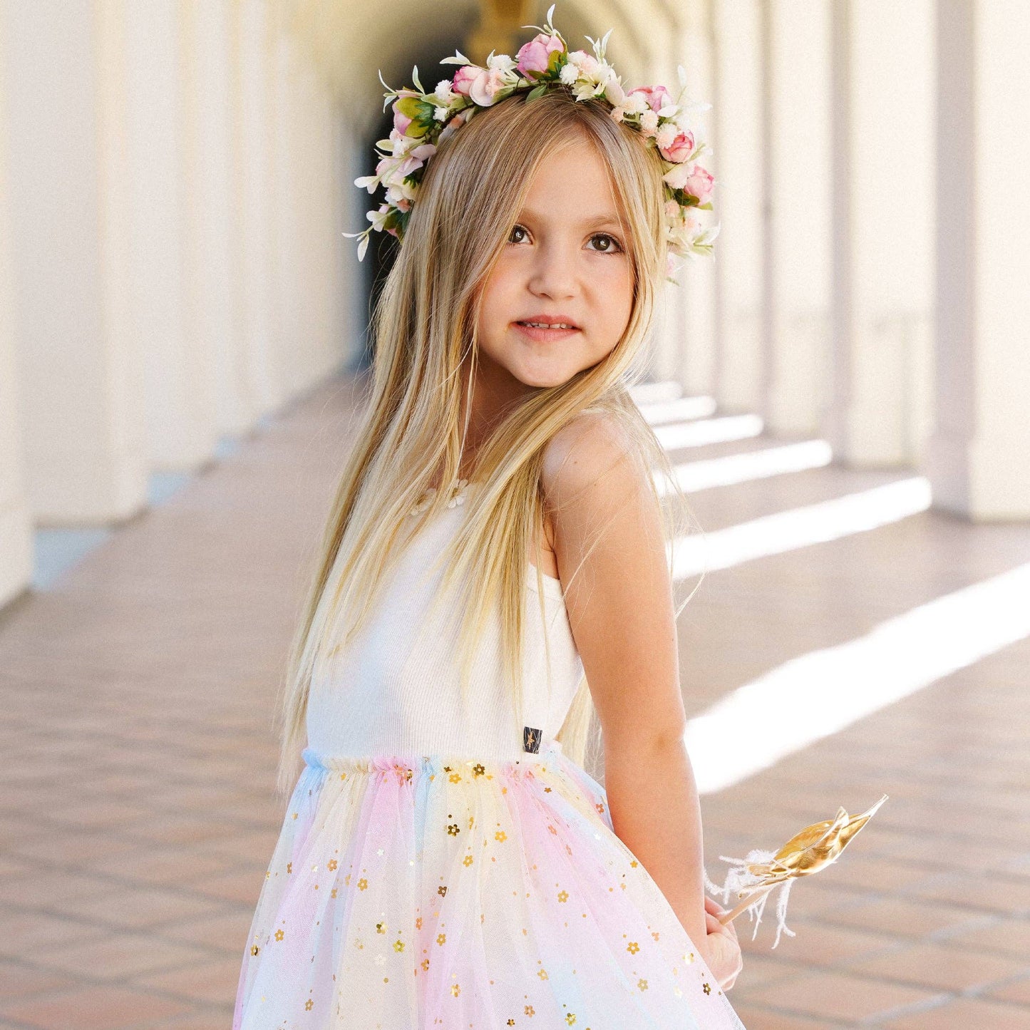 Petite Hailey - Flower Lace Tutu Dress: Peach / 3