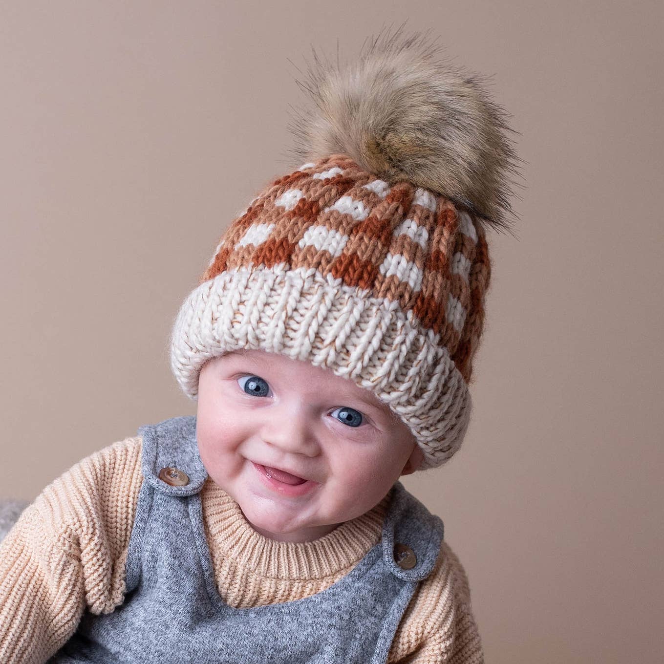 Sienna Buffalo Check Pom Pom Beanie Hat Baby & Kids: L (2-6 years)