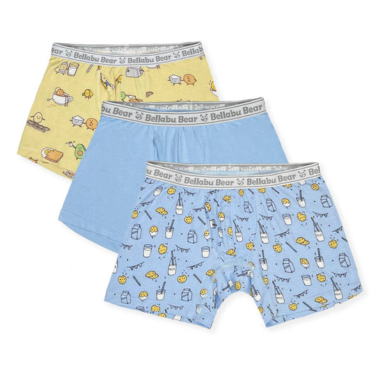 Bellabu Bear - Boy's Boxer Brief Cookie Underwear Spring 3-Pack: Blue Cookies Pack / 4/5
