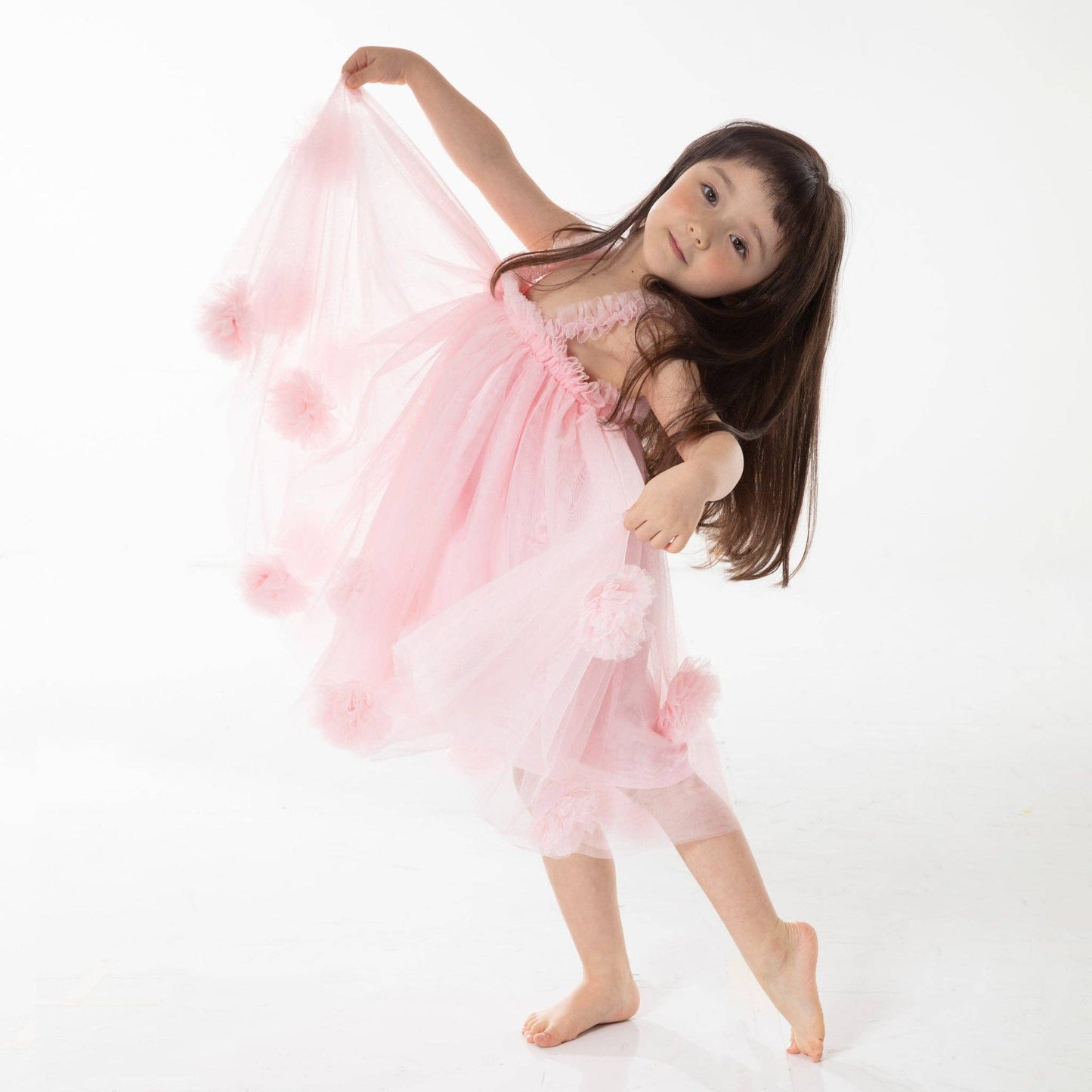 Petite Hailey - PomPom Tutu Dress: Ivory / 3-4yr